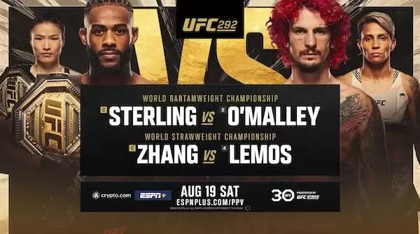 Watch Wrestling UFC 292: Sterling vs OMalley Weili vs Lemos 8/19/23 19th August 2023 Live
